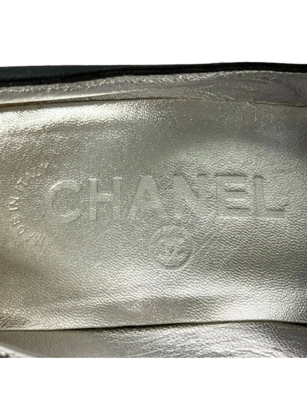 Chanel Pumps 36.5 C Black Silver Heel
